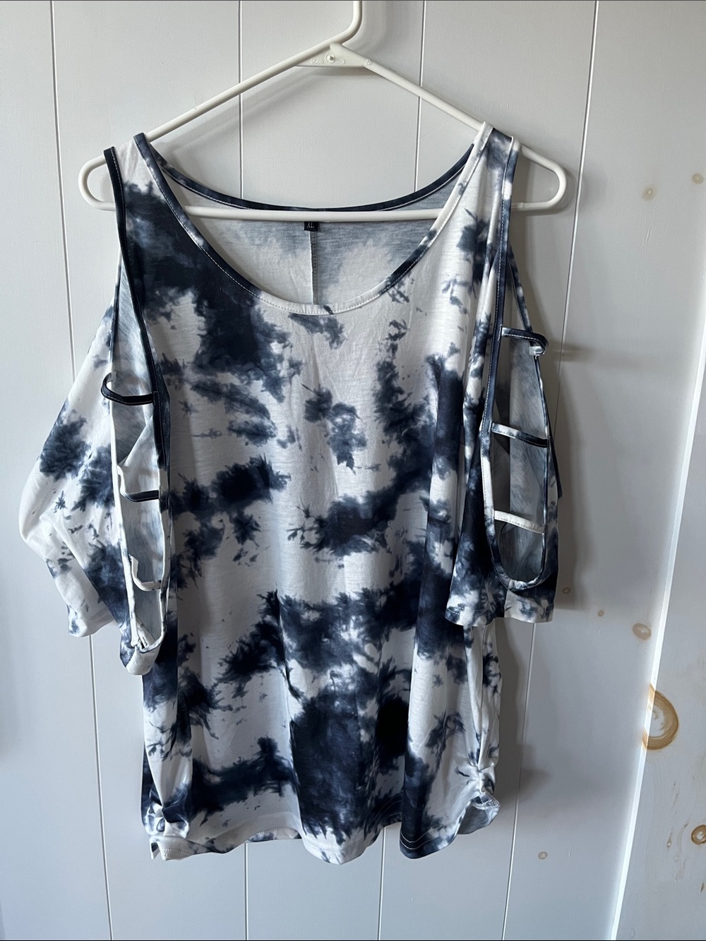 Tie-Dye Black & White Cold-Shoulder Tank Top